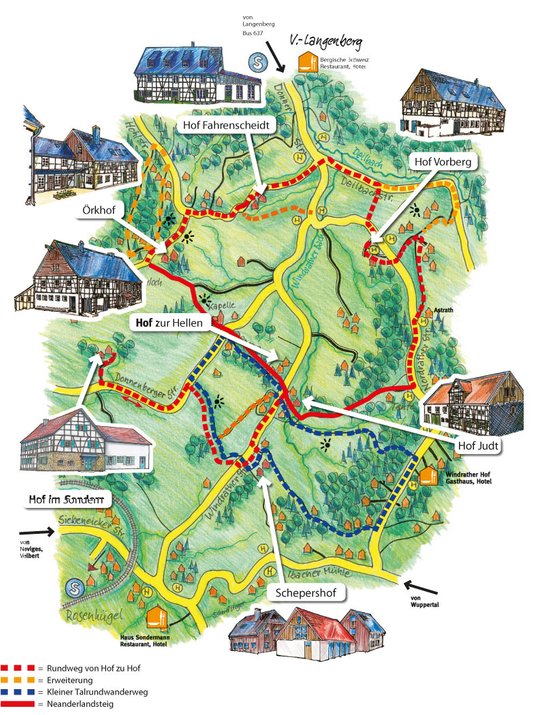 Karte Windrather Tal Höfe